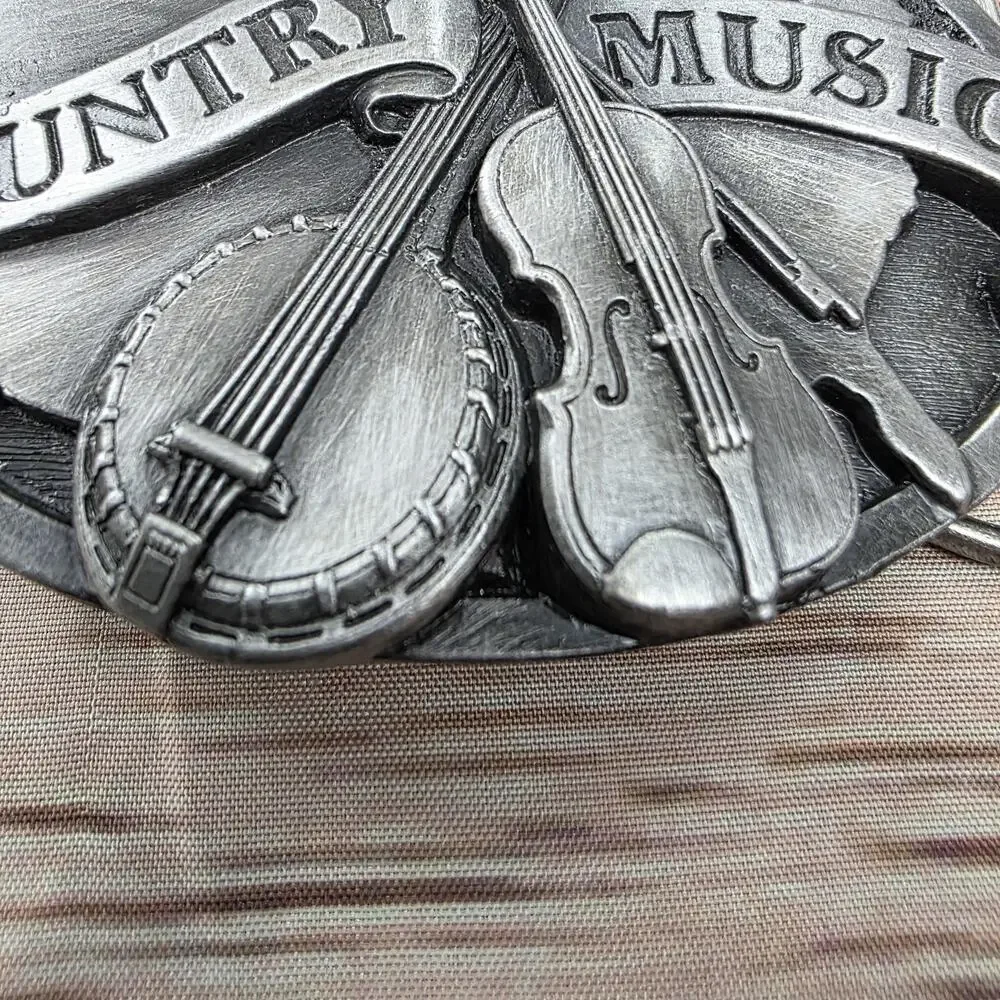 Vintage 1984 Award Design Country Music Belt Buckle Banjo Fiddle Western USA B29